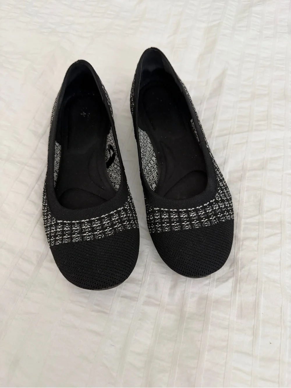 croft & barrow Black Knit Ballet Flats with Tweed Accent